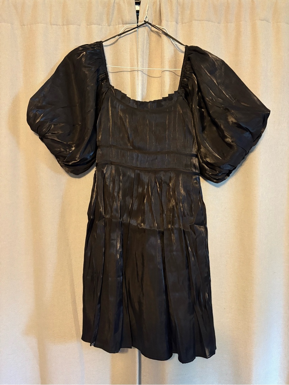 Peach Love California Black Puff-Sleeve Mini Dress